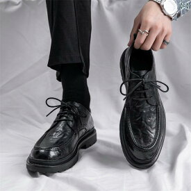 メンズ 革靴 ダービーシューズ 夏 英国風 フォーマル カジュアル 通気性 ローヒール 厚底 ラウンドトゥ