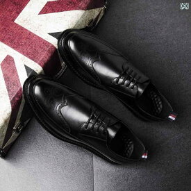 メンズ 革靴 フォーマル 韓国 英国風 カジュアル 厚底 レザーシューズ プリティシュ ラウンドトゥ