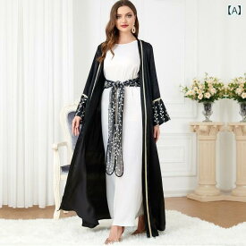 エスニック ドレス ワンピース 魅惑的 黒 刺繍 アラビア カーディガン ロングスカート ツーピース エスニック ドレス