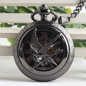 懐中時計 吊り時計 レトロ 古風 機械式 ハンガー ゲーム モッキング ジェイ タングステン 鋼 ローマ 数字 メンズ レディース 時計