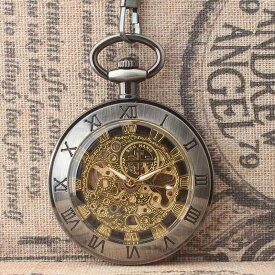 懐中時計 吊り時計 レトロ クラシック ローマ 数字 機械式 カバーなし ゴールド ムーブメント メンズ レディース アンティーク ギフト 時計