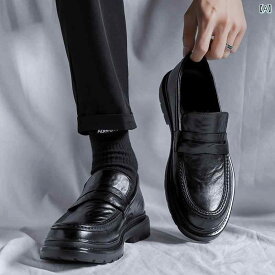 メンズ 革靴 怠 惰な スリッポン ローファー 黒の カジュアル ビジネス フォーマルウェア 英国 ドライビング ソフト ソール ビーニー シューズ