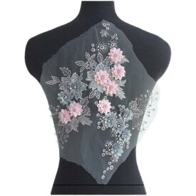 パッチ アップリケ 刺繍 立体 花 ビーズ メッシュ 布 レース ウェディングドレス 装飾 アクセサリー 植物 花 衣装 衣類