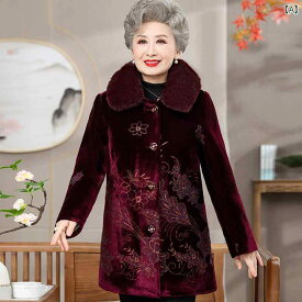 レディース シニア ファッション おばあちゃん 花鳥 冬 コート トップス シングル ブレスト ジャケット