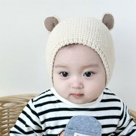 ベビー フード付き 帽子 秋冬 幼児 生後 6から12ヶ月 かわいい 赤ちゃん ニット 耳保護 帽子 暖かさ 保ちます 男女兼用