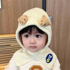 子供用 ワンピース 帽子 冬用 耳保護 ネック スカーフ 男の子 女の子用 ウール 帽子 暖かい かわいい 赤ちゃん フライトキャップ 帽子 男女兼用