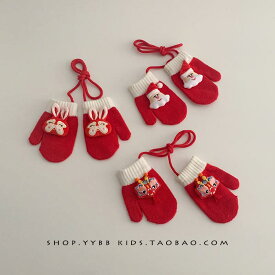 キッズ ベビー ミトン 秋冬 子供用 暖かい バッグ ベルベット 赤いお祝い かわいい 手袋 メンズ レディース ベビー ホルターネック
