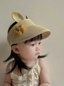 サンバイザー イン 韓国 赤ちゃん 空 トップ 麦わら 帽子 夏 女の子 赤ちゃん 1歳 かわいい 日焼け防止 男女兼用 レジャー つば広