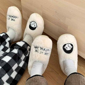 スリッパ レディース 冬 ファッション カップル ホーム 暖かい 靴 韓国 男子 屋内 滑り止め ソフト ボトム つま先 キャップ 綿 スリッパ フラット ふわふわ