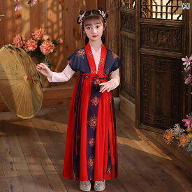 民族衣装 コスプレ キッズ 女の子 プリンセス チャイナ風 ファッション オールシーズン ドレス ロング スカート シフォン