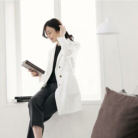 白衣 トップス ジャケット 上着 シンプル 韓国 美容 病院 医師 制服 大きいサイズ ポリエステル 半袖 七分袖 長袖 薬局 エステ ホワイト