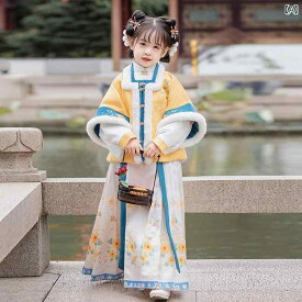 キッズ 民族衣装 コスプレ 子供服 韓服 チャイナ風 トップス スカート 冬服 厚手 刺繡 写真撮影 衣装 パーティー エキゾチック かわいいキュート 女児