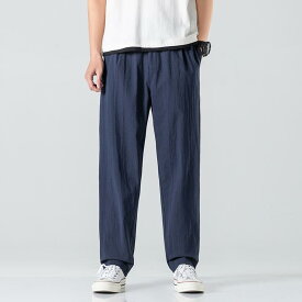 メンズ 中国風 ファッション チャイナ風 夏 リネン カジュアルパンツ 夏 薄手 綿 リネン ストレート パンツ ゆったり 大きいサイズ パンツ