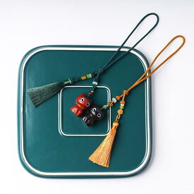 ペンダント キーホルダー ストラップ 車内アクセサリー インテリア レトロ 古風 チャイナ風 木製 鍵 キー 携帯 バッグ 猫