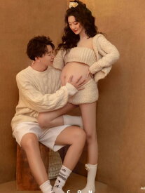 マタニティ フォト 衣装 おしゃれ 記念 妊婦 写真 カップル セーター ホーム アート フォト スタジオ かわいい フリーサイズ