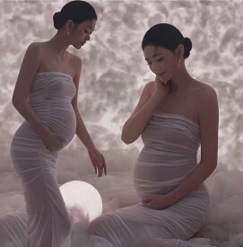 マタニティ フォト ドレス 美しい 記念 写真 スタジオ 妊娠 アート 魅惑的 タイト ドレス ウェディング フリーサイズ ワンピース