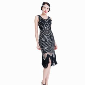 フラッパー ドレス 20年代 スパンコール ビーズ フリンジ付き グレート ギャツビー きらきらドレス エレガント ゴージャス