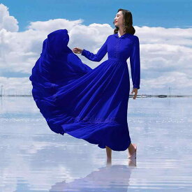 ドレス ワンピース レディース おしゃれ ファッション エスニック 旅行 休暇 海辺 写真 美しい フェアリー ビーチ デザート クラインブルー ハイエンド ロング