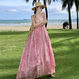 リゾートワンピース エレガント 海辺 休暇 ビーチ スカート 女性 旅行 ドレス 婦人服 写真 スカート 夏