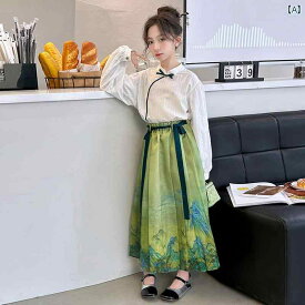民族衣装 かわいい 子供服 キッズ 女の子 漢服 チャイナ風 パフォーマンス ファッション オールシーズン 美しい スカート おしゃれ