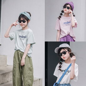 子供服 キッズ 女の子 プリンセス ファッション トップス 夏 サマー Tシャツ 韓国 吸湿発散性 ラウンドネック 半袖 ゆったり タイプ