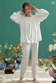 Chenxi 春秋 女性用 パジャマ カーディガン 長袖 ズボン 薄手 スーツ プリンセス かわいい 屋外で 着用 可能