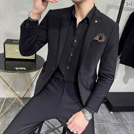 メンズ ファッション 紳士服 ビジネス カジュアル スーツ フラットカラー シングルブレスト フォーマル ウェア ノーアイロン