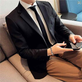 メンズ ファッション 紳士服 ビジネス カジュアル ジャケット フラット襟 シングルブレスト 韓国 ハイエンド