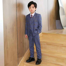 子供 スーツ キッズ メンズ 男の子 ボーイ ファッション オールシーズン ビジネス カジュアル チェック柄 ブリティッシュ