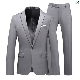 メンズ スーツ ツーピースセット 韓国 スリム ビジネスカジュアル 薄手 トップ ジャケット 男性 春 長袖 ファッション 紳士服