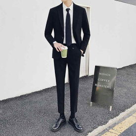 メンズ スーツ スリム 韓国 ビジネス フォーマルドレス 新郎 ウェディングドレス スーツ 英国風 長袖 ファッション スリムフィット
