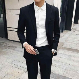 メンズ スーツ 英国風 韓国 スリム 新郎 ウェディングドレス カジュアル スーツ ビジネス 長袖 スリムフィット ファッション