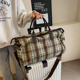 ショルダー バッグ レディース メンズ ファッション 鞄 カジュアル 快適 旅行 トラベル バッグ 大容量 チェック柄 ウール レトロ