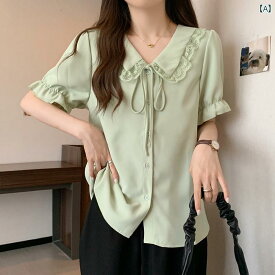 レディース ファッション カレッジ 大きめサイズ 婦人服 夏 韓国 カジュアル カバー スリム 半袖 トップス シャツ
