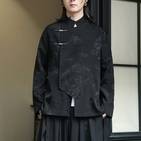 メンズ ファッション トップス ジャケット カットソー シャツ レトロ チャイナ風 唐装 男性 漢服 カジュアル 長袖