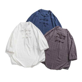 Tシャツ メンズ ファッション トップス カットソー シャツ レトロ チャイナ風 唐装 男性 漢服 カジュアル 半袖 薄手 夏