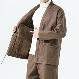 メンズ ファッション トップス ジャケット シャツ レトロ チャイナ風 唐装 男性 漢服 カジュアル 長袖 厚手