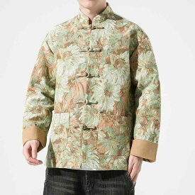 メンズ ファッション トップス ジャケット シャツ レトロ チャイナ風 唐装 男性 漢服 カジュアル 長袖