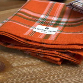 ハンカチ おしゃれ シンプル オレンジ 韓国 インポート メンズ 綿 吸汗性 男性用 チェック柄 雑貨 プレゼント