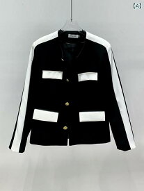 メンズ ファッション ブラック ジャケット カラーマッチング ラウンドネック トップス カラーブロック テーラードジャケット