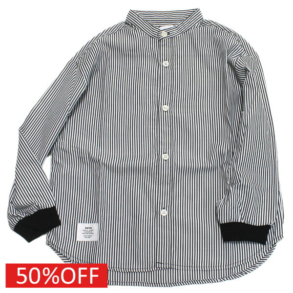 【子供服 ジュニア 親子 GENERATOR ジェネレーター アウトレット セール】  セール 【50%OFF】  ストライプシャツ ブラック(BK)