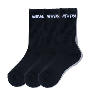 �y�j���[�G���@�L�b�Y/NEW ERA KIDS/�X�q�z CREW 3PAIRS SOCKS (BLACK) �u���b�N