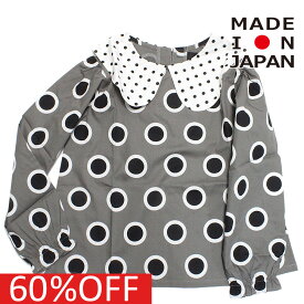 【子供服 キッズ ピルック pilkku ドット柄】 セール 【60%OFF】 あす楽 ダブルドットビッグカラーブラウス チャコールグレー(CGRY)