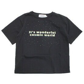 【フォークメイド folk made フォルクメイド 子供服 キッズ 女の子】 あす楽 cosmic print Tシャツ ブラック