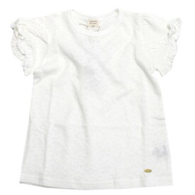 【la poche biscuit】【子供服】【ラ ポシェ ビスキュイ】【子ども服】 あす楽 袖フリル半袖Tシャツ オフホワイト(OW)