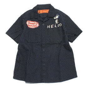 【DD×スヌーピー DENIM DUNGAREE×スヌーピーコラボ PEANUTS 子供服】 あす楽 ツイル SNOOPY シャツ 4NV紺