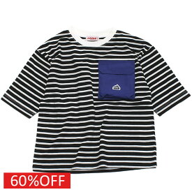 【ミニマル minimal キッズ服 SDGs 子供服 アウトドア 】 セール 【50%OFF】 ボーダー配色ポケットビッグT クロ(80)