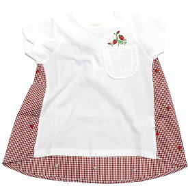 【la poche biscuit】【子供服】【ラ ポシェ ビスキュイ】【子ども服】 あす楽 切替ポケットTシャツ オフホワイト(OW)