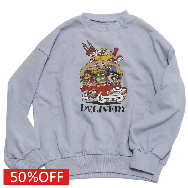 【オーシャンアンドグラウンド/子供服/キッズ/ジュニア/ocean＆ground/アウトレット/OUTLET/SALE】  セール 【50%OFF】  STARTS DELIVERYプリントスウェット ライトグレー(LY)