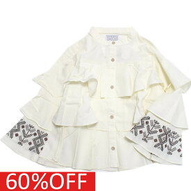 【オーシャンアンドグラウンド/子供服/ベビー/キッズ/ジュニア/ocean&amp;ground】 セール 【60%OFF】 あす楽 フリルシャツチュニック オフホワイト(OW)